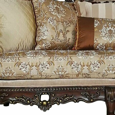 Homeroots 39 x 85 x 49 in. Fabric Dark Walnut Upholstery Wood Leg & Trim Sofa with 6 Pillows 348217